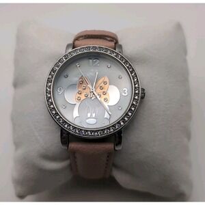 Minnie Mouse Watch  Adult  Rhinestone Bezel Bow Pink Band Sparkles New Battery
